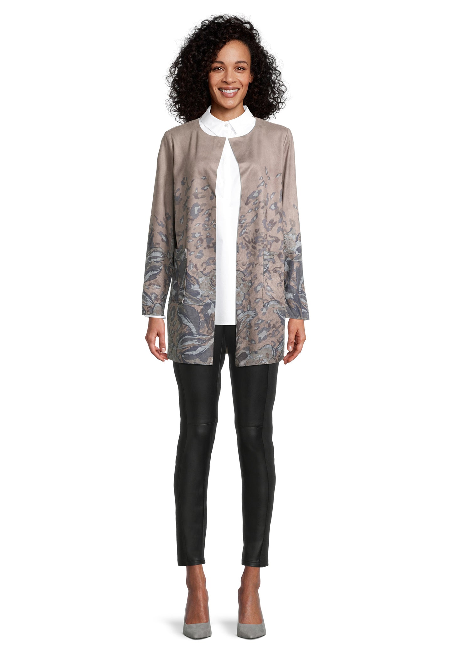 Blazerjacke Lang 1/1 Arm Taupe/Grey Bild 5