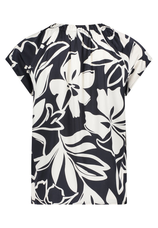 Bluse Kurz 1/2 Arm Dark Blue/Cream Bild 2