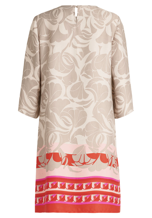 Kleid Kurz 3/4 Arm Taupe/Red Bild 2