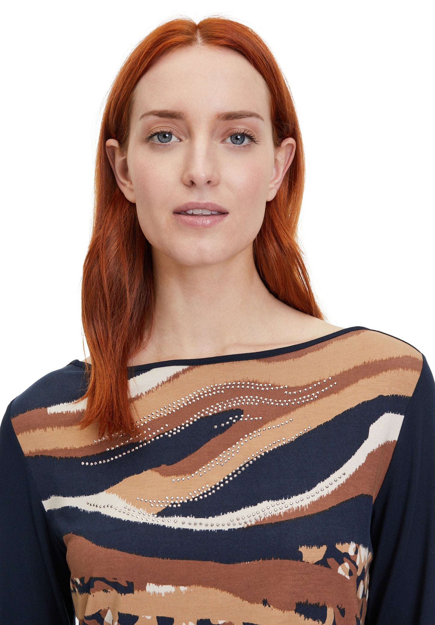 Shirt Lang 1/1 Arm Dark Blue/Beige Bild 7