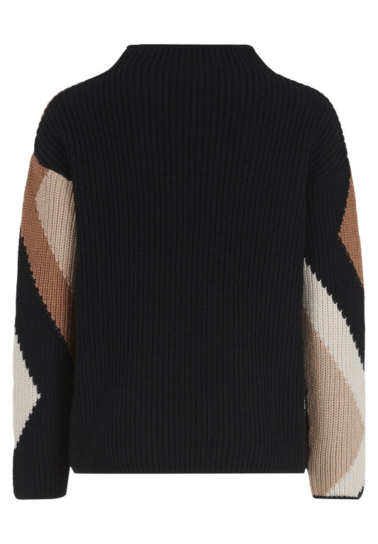 Strickpullover Kurz 1/1 Arm Patch Black/Brown Bild 2