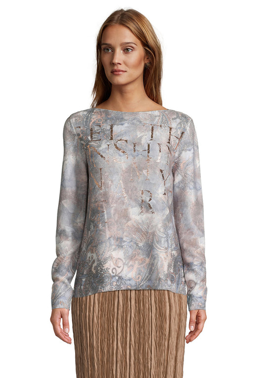 Strickpullover Kurz 1/1 Arm Blue/Beige Bild 2