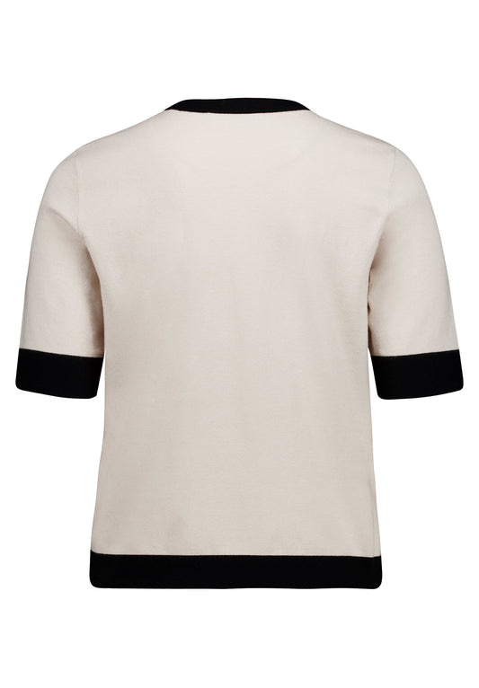 Strickpullover Kurz 1/2 Arm Patch Beige/Black Bild 2