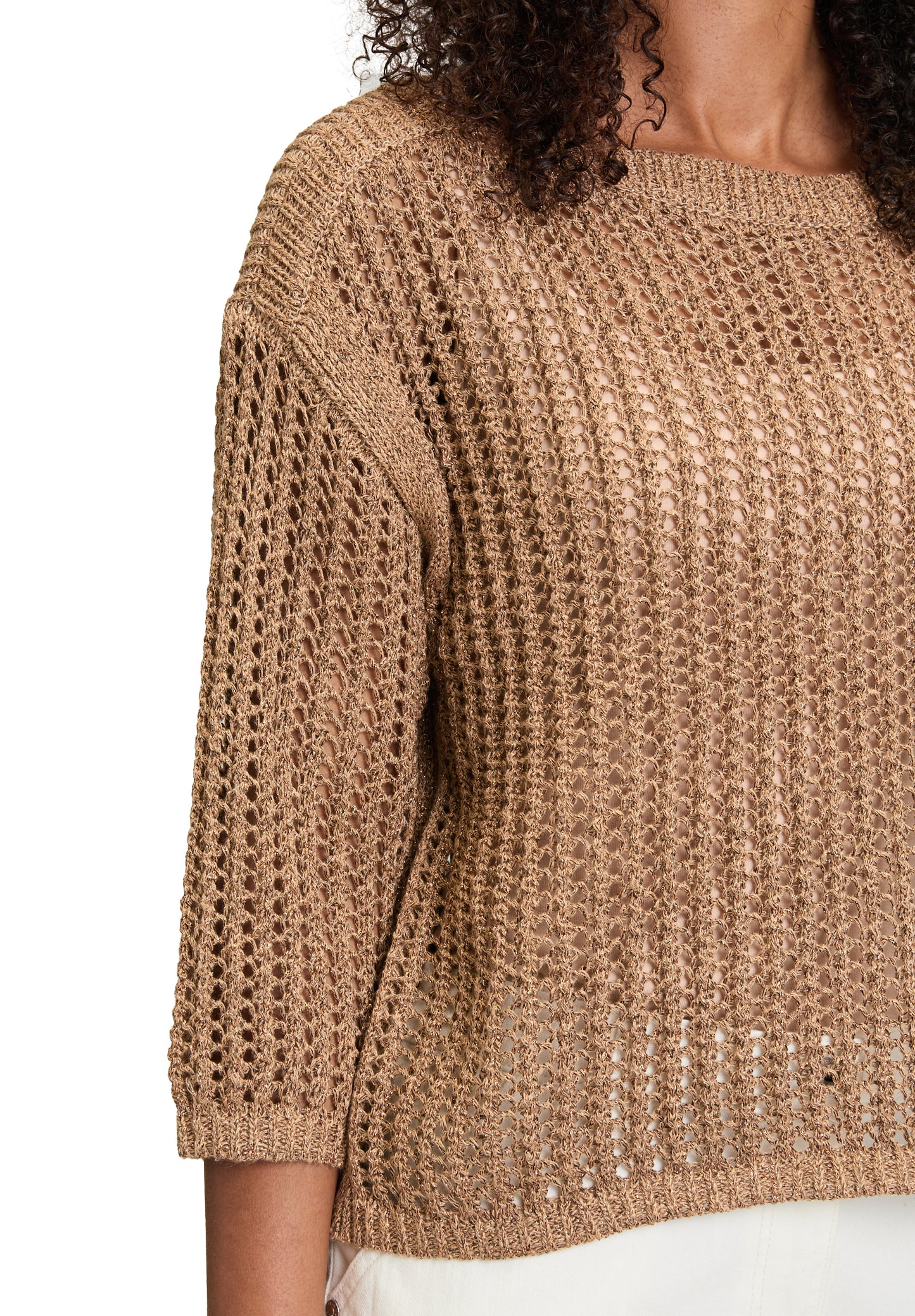 Strickpullover Kurz 3/4 Arm Classic Beige Bild 7