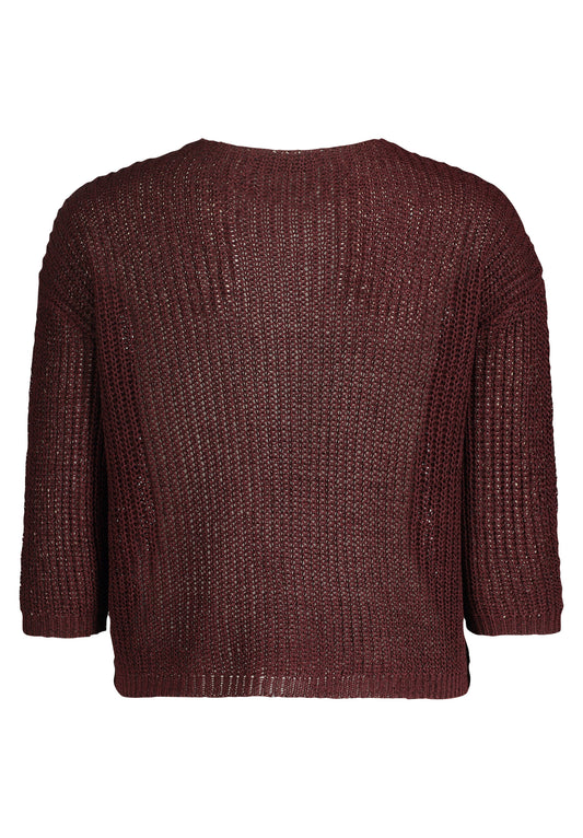 Strickpullover Kurz 3/4 Arm Dark Aubergine Bild 2