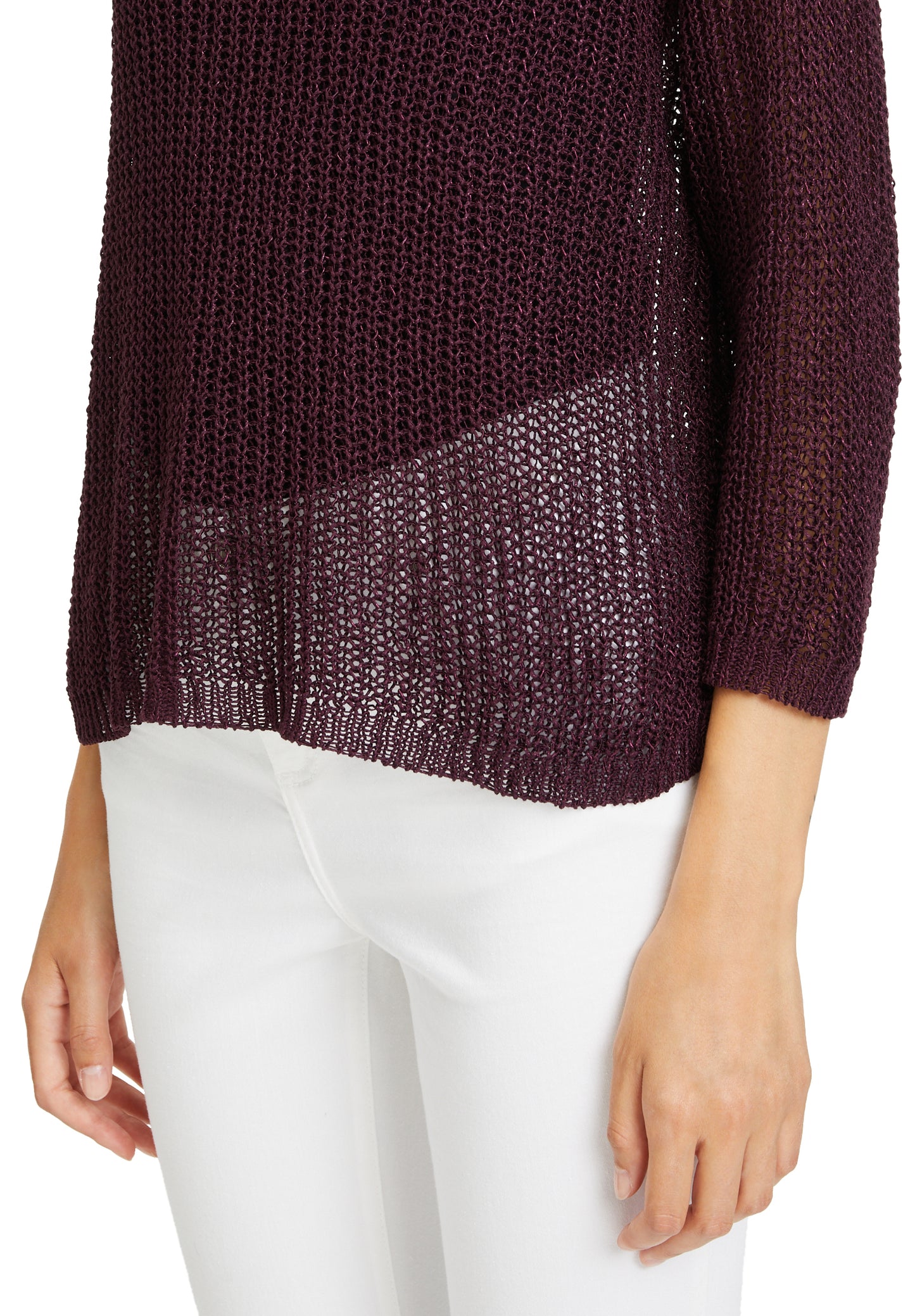 Strickpullover Kurz 3/4 Arm Dark Aubergine Bild 7