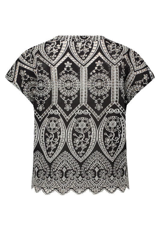 Bluse Kurz 1/2 Arm Black/Cream Bild 2