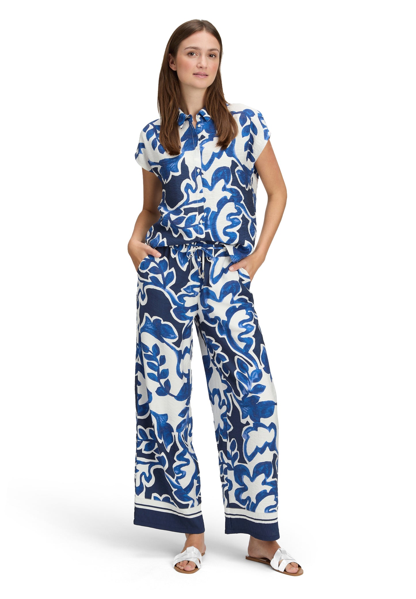 Hose Casual 1/1 LAEnge Cream/Dark Blue Bild 4