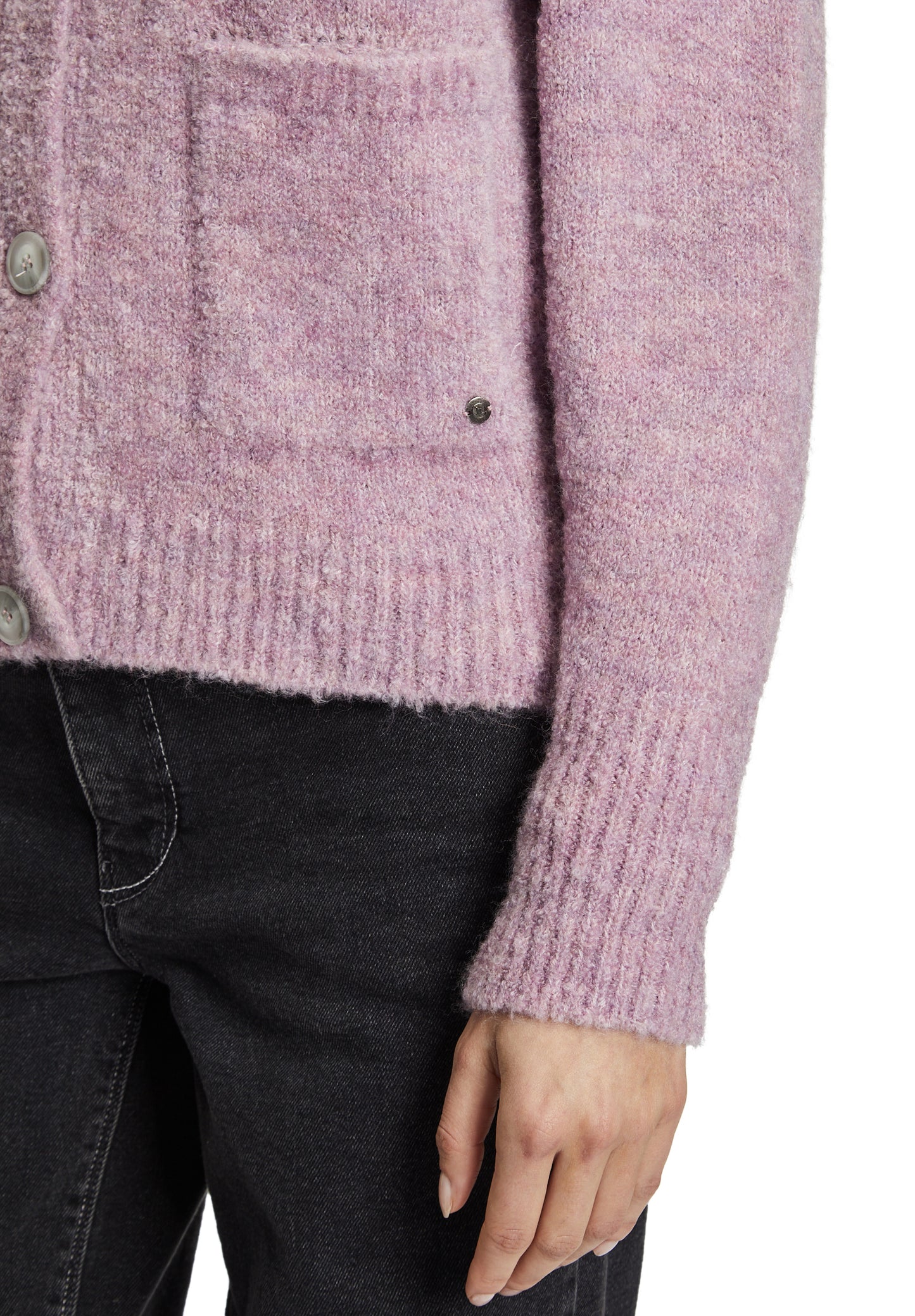 Strickjacke Kurz 1/1 Arm Middle Purple Melange Bild 7