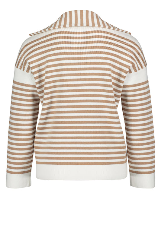 Strickpullover Kurz 1/1 Arm Camel/Cream Bild 2