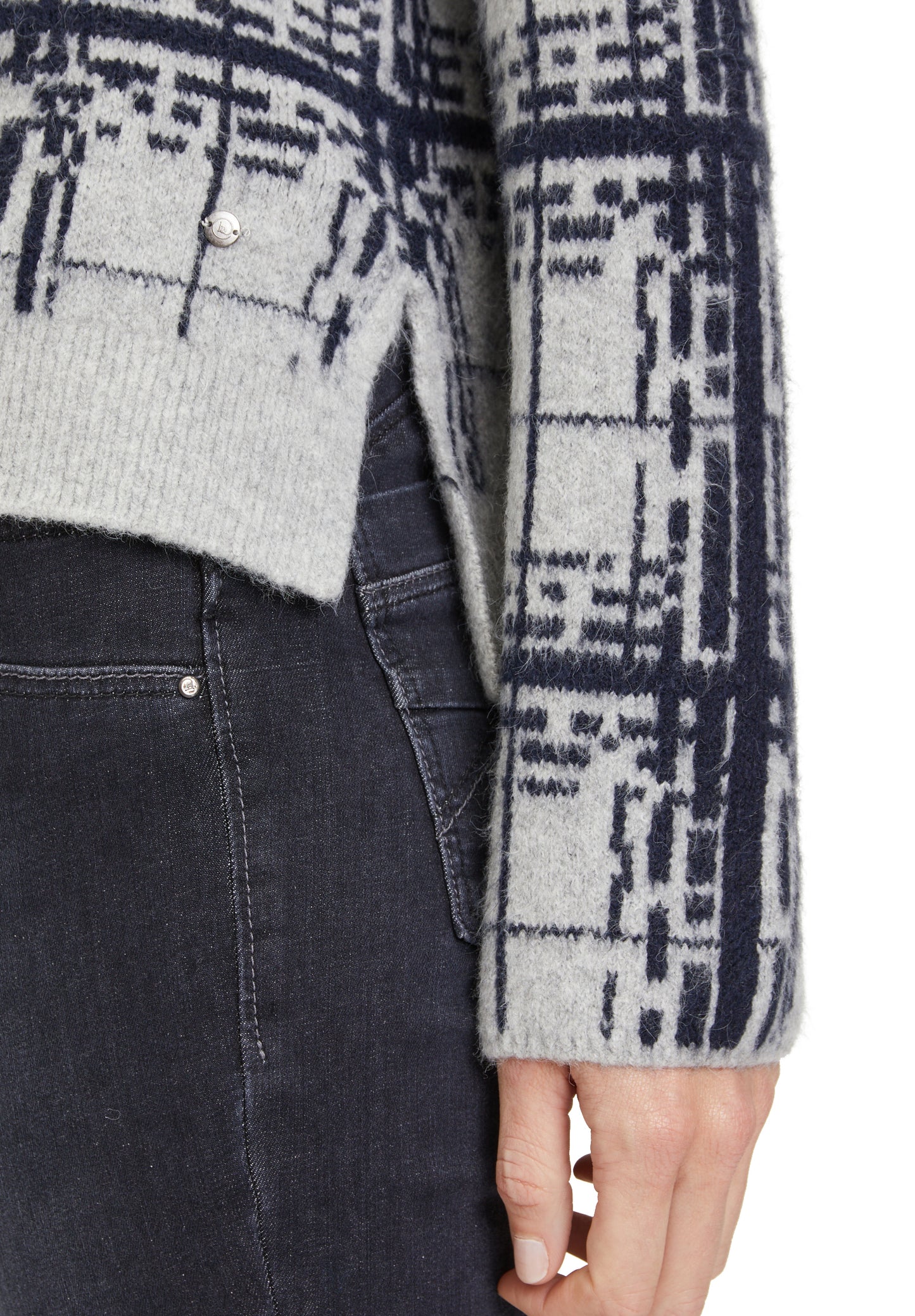 Strickpullover Kurz 1/1 Arm Grey/Dark Blue Bild 7