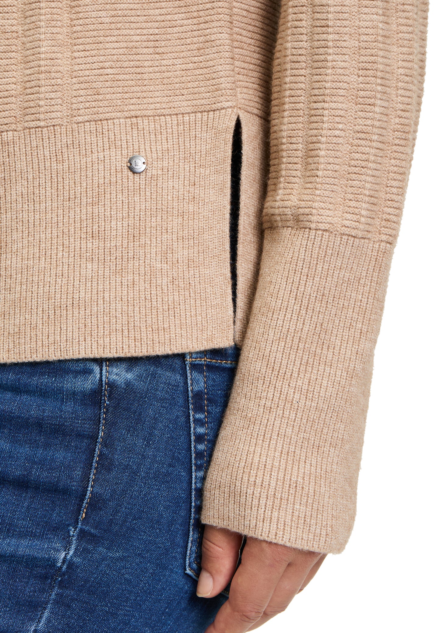 Strickpullover Kurz 1/1 Arm Light Beige Melange Bild 7