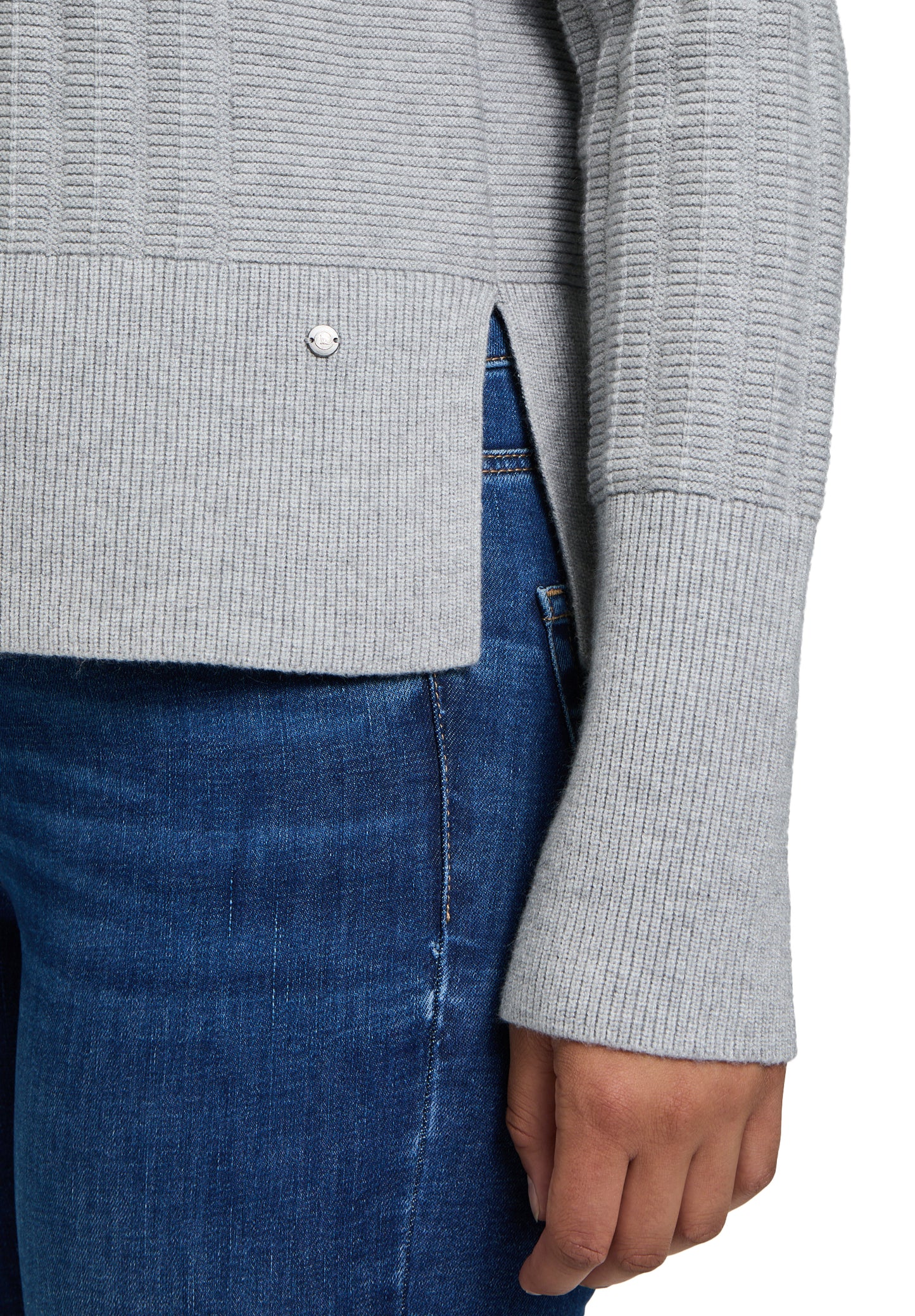 Strickpullover Kurz 1/1 Arm Light Silver Melange Bild 7