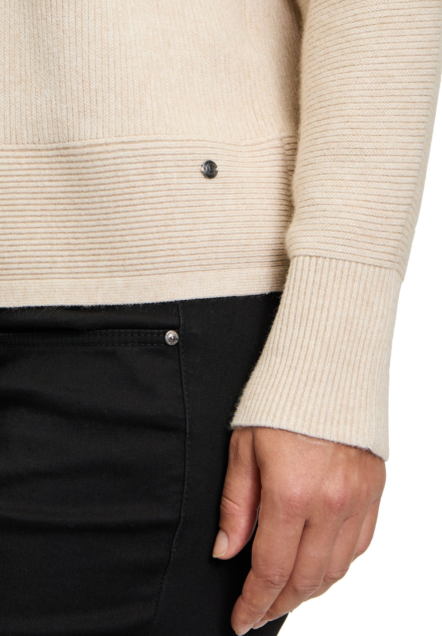 Strickpullover Kurz 1/1 Arm Dark Cream Melange Bild 7