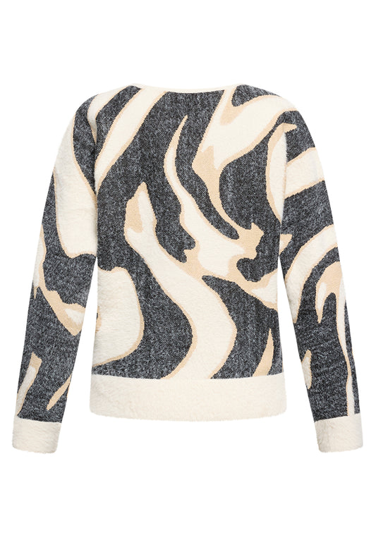 Strickpullover Kurz 1/1 Arm Cream/Black Bild 2