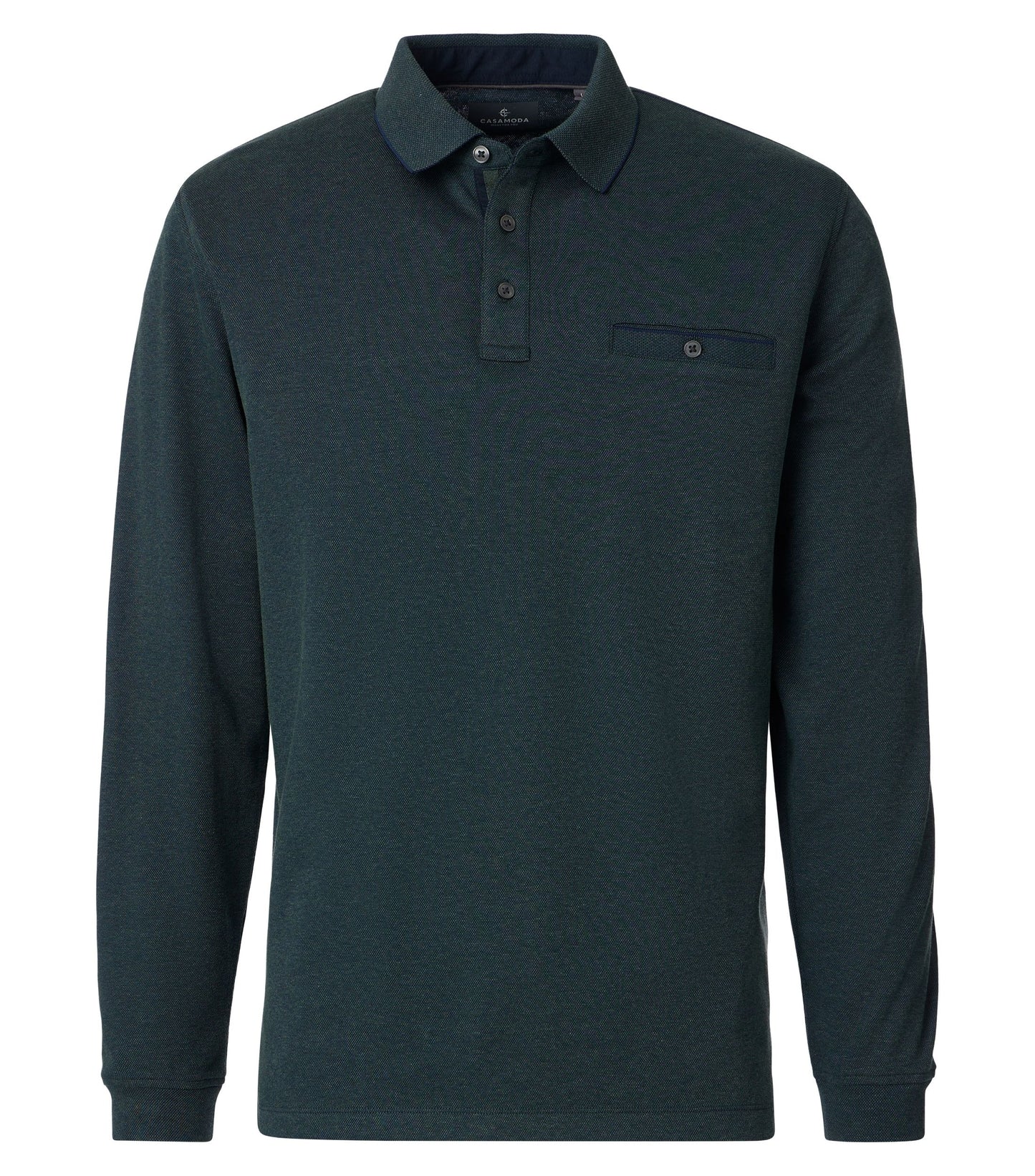 Polo-Shirt Langarm gestreift 337 grUEn Bild 1
