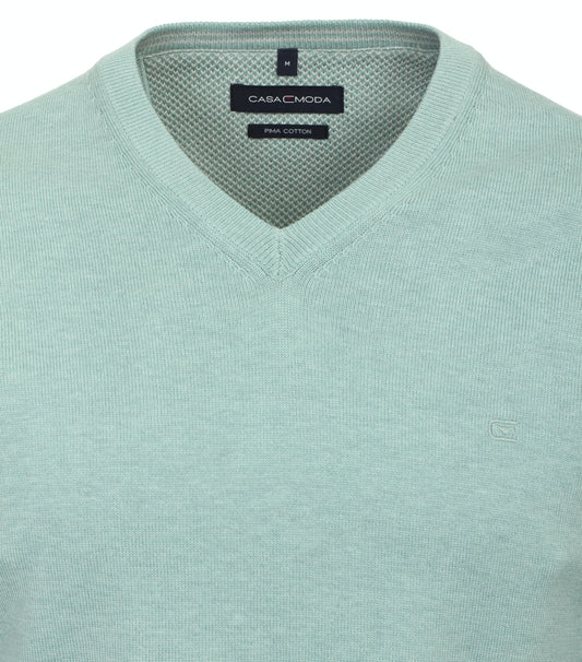 Pullover mit V-Ausschnitt uni 004430 318 grUEn Bild 2