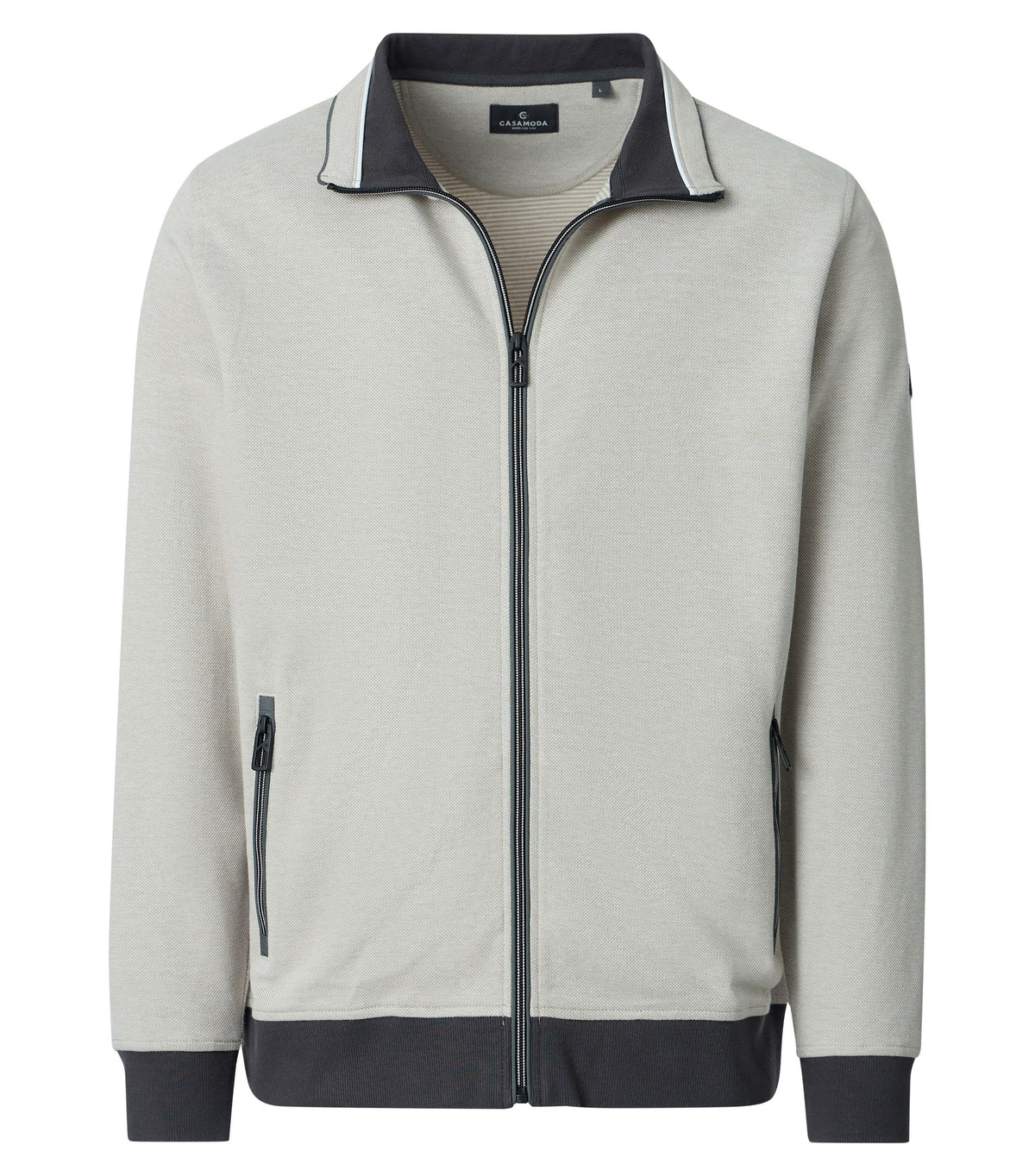 Sweatjacke mit Zip 608 beige Bild 1