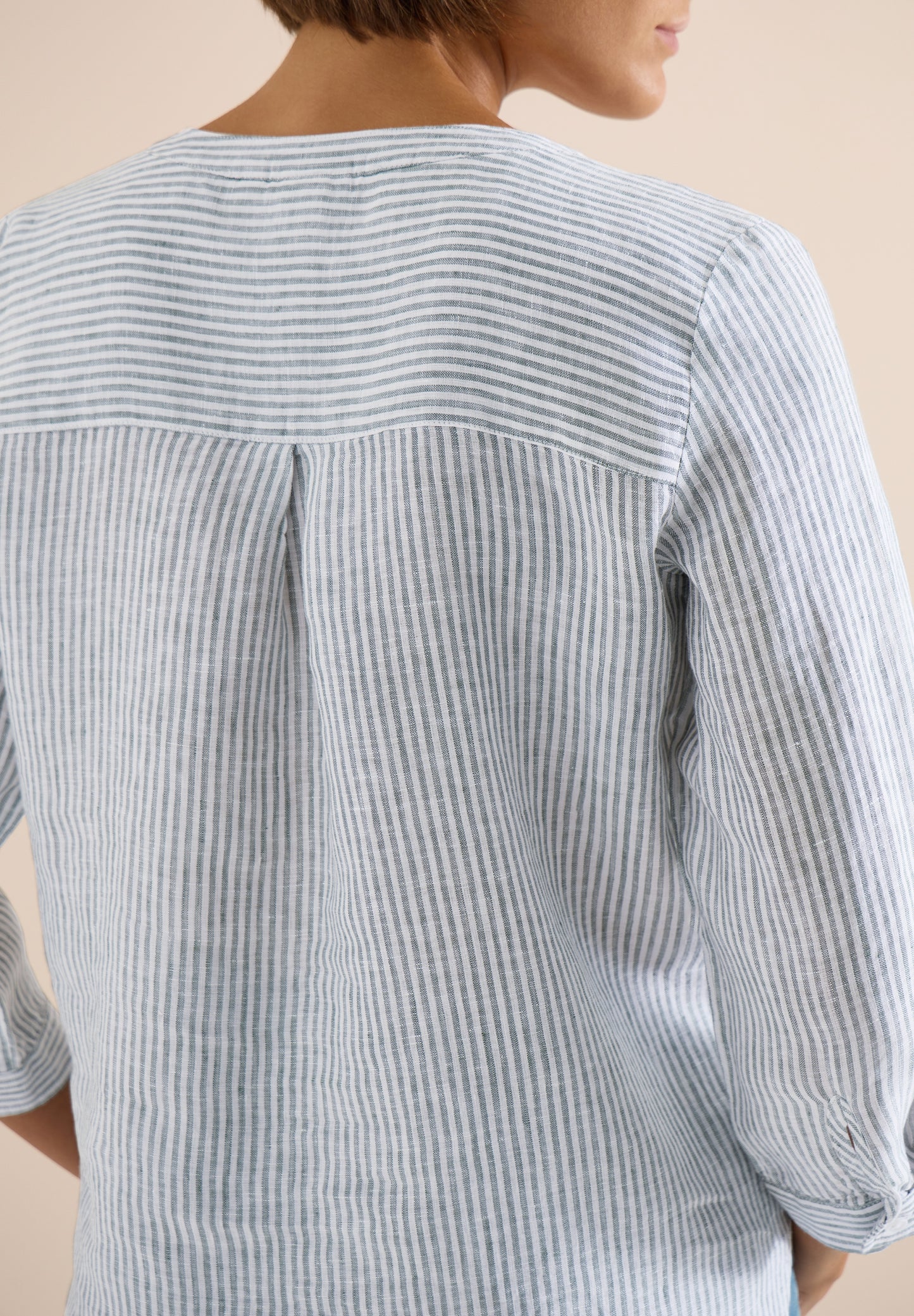 3/4-Arm Bluse mit Split Neck aus Leinen just khaki Bild 7