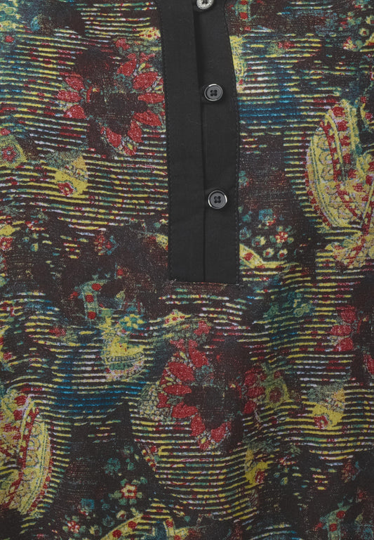 Bluse mit Brokatprint Front Black Bild 2