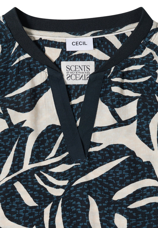 Bluse mit Split Neck und Printmix palm breeze green Bild 2
