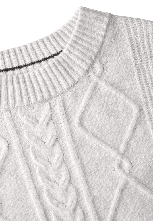 Pullover mit Strickmuster soft silver melange Bild 2