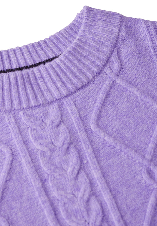 Pullover mit Strickmuster lilac melange Bild 2