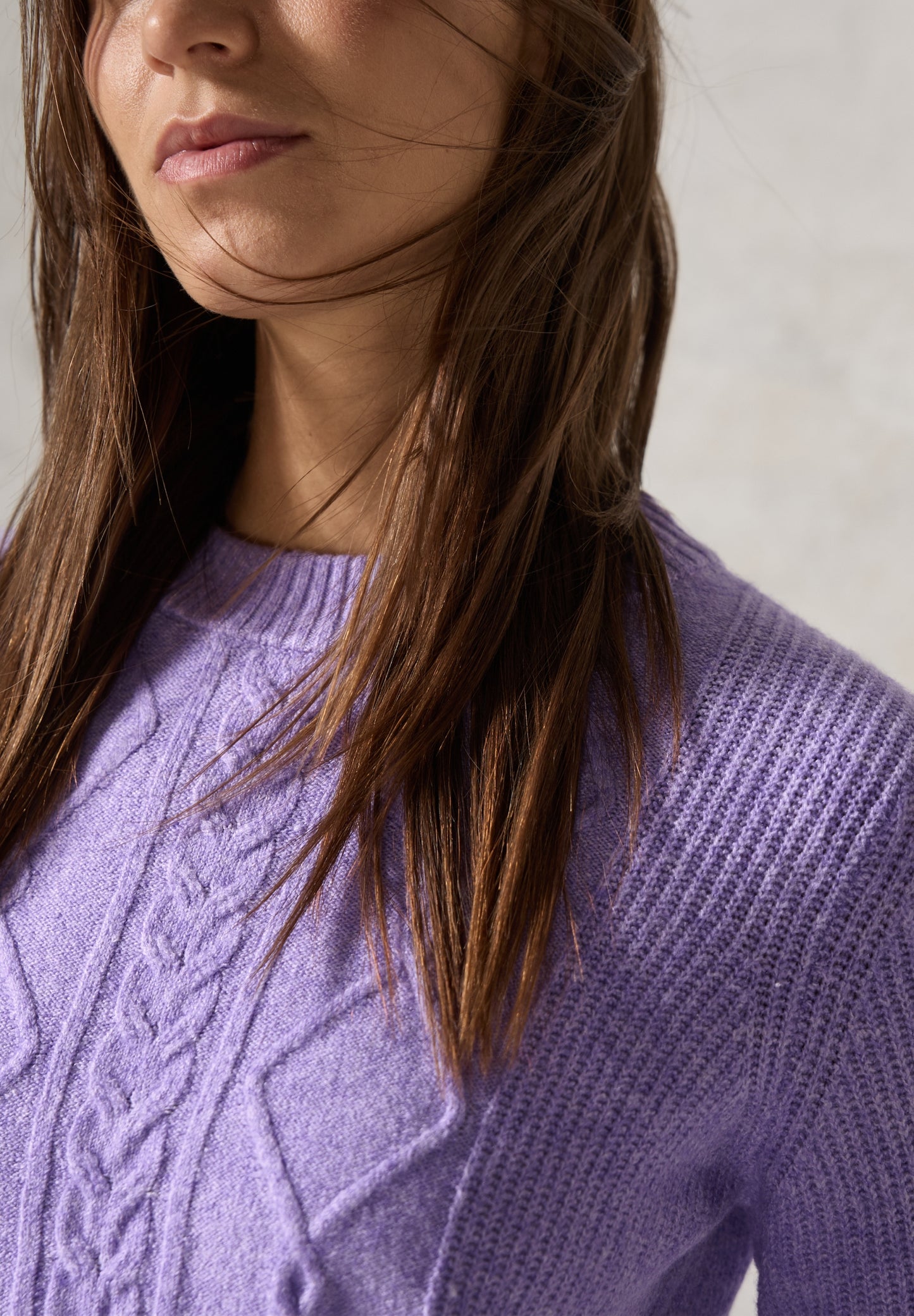 Pullover mit Strickmuster lilac melange Bild 6