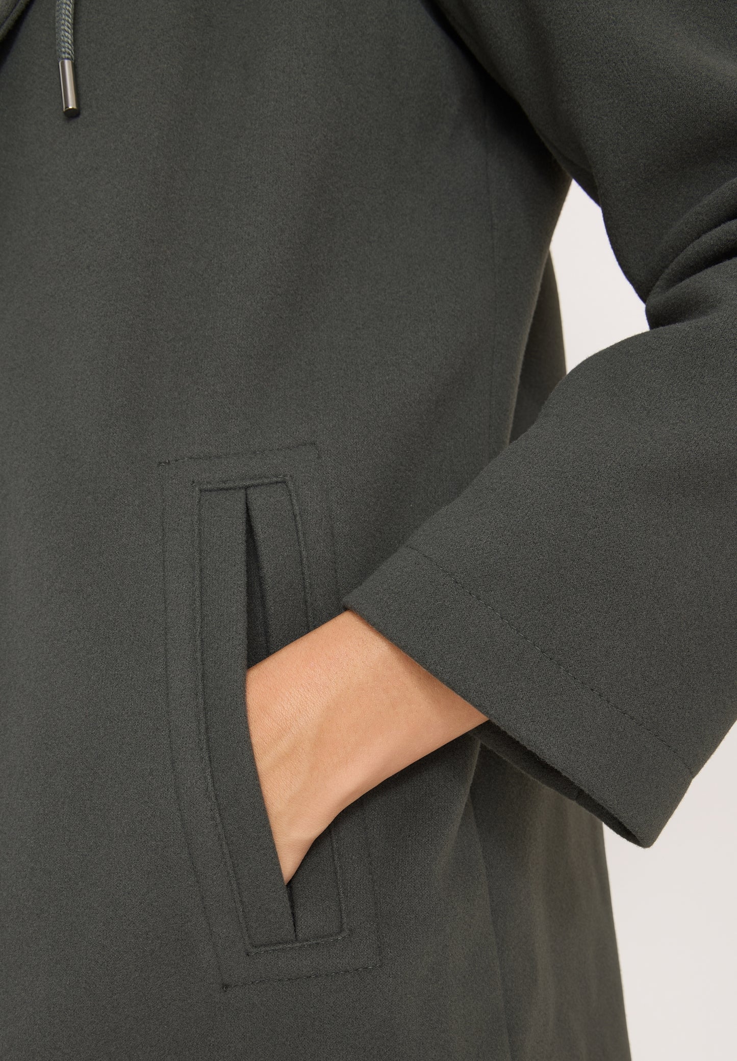 Fake Wool Coat w. detachable T pastel olive Bild 7