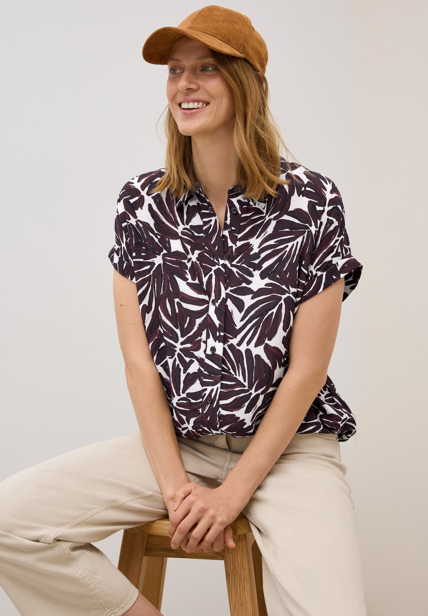 Gemusterte Bluse mulberry red Bild 7