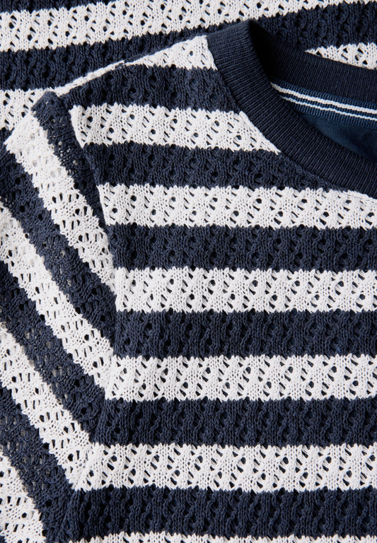 Gestreiftes Ajour-Kleid urban navy blue Bild 2