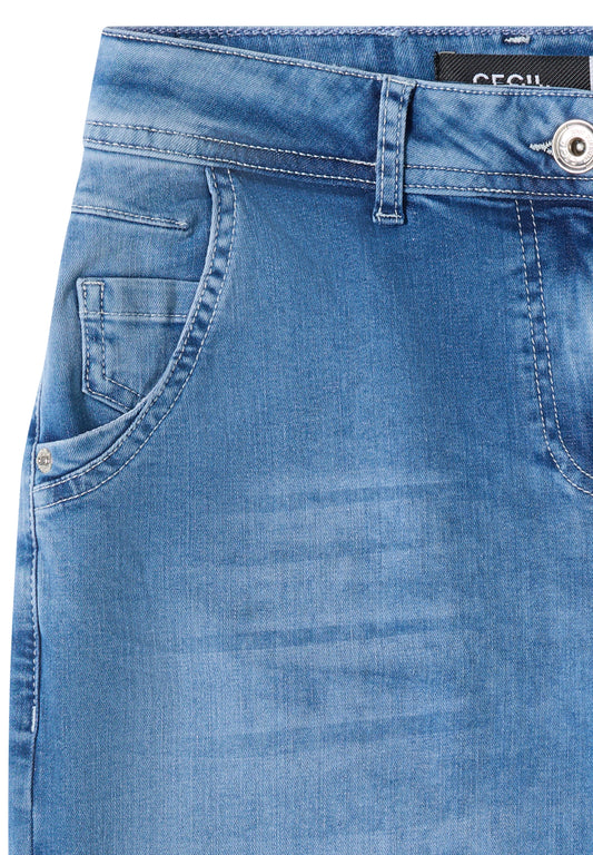 High Waist Barrel Leg Jeans im Loose Fit light blue random bleached Bild 2