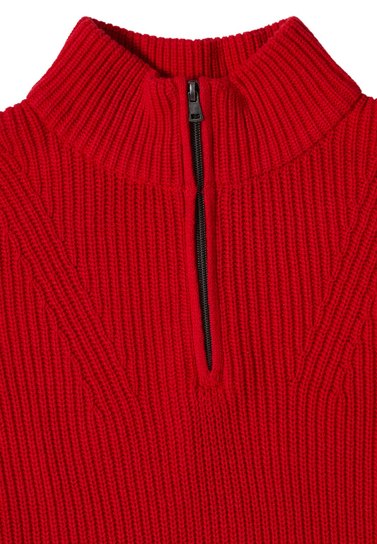 Langarm Pullover mit Stehkragen und Zipper flame red Bild 2