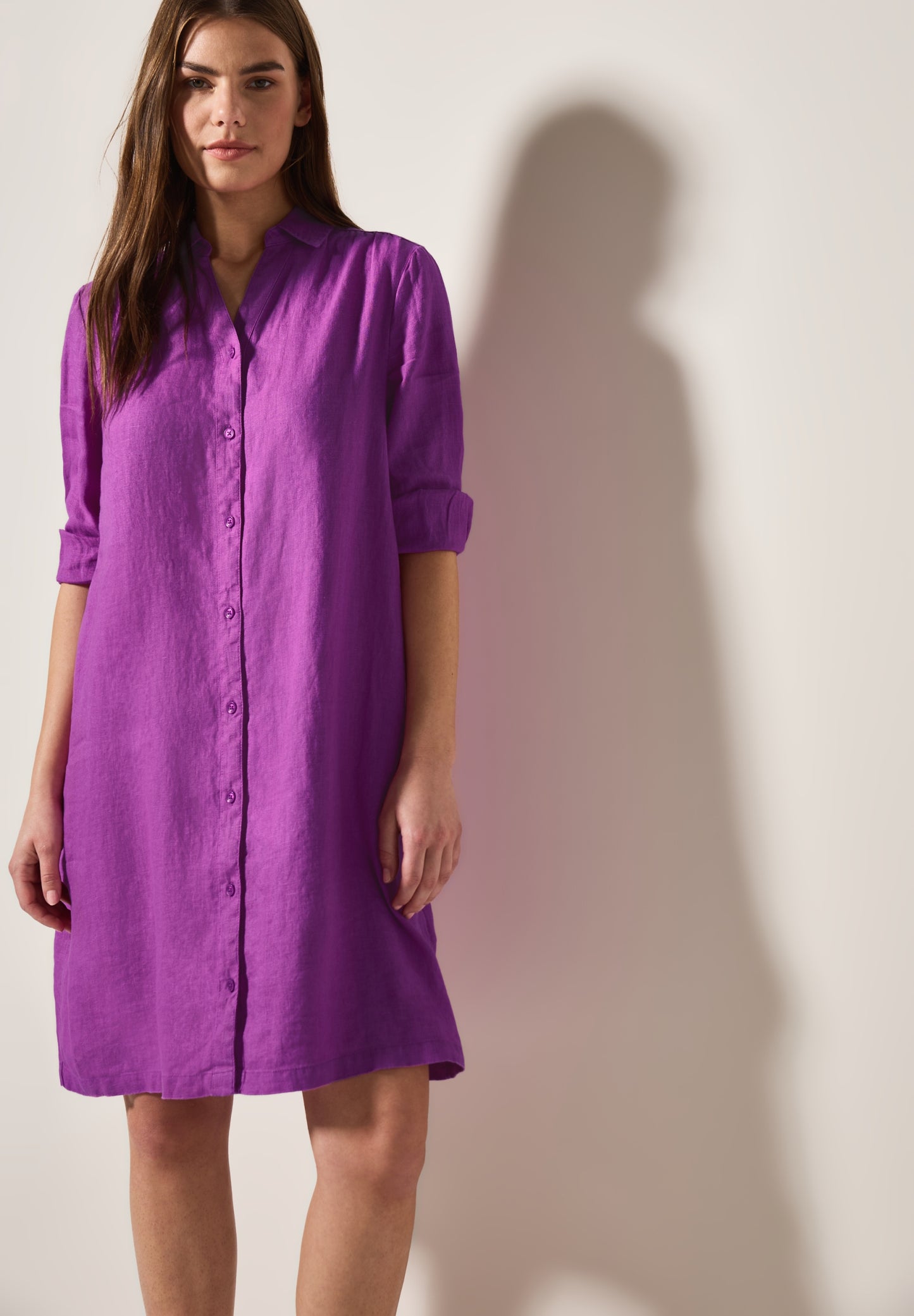LINEN_Solid Shirt Dress magenta lacquer Bild 5