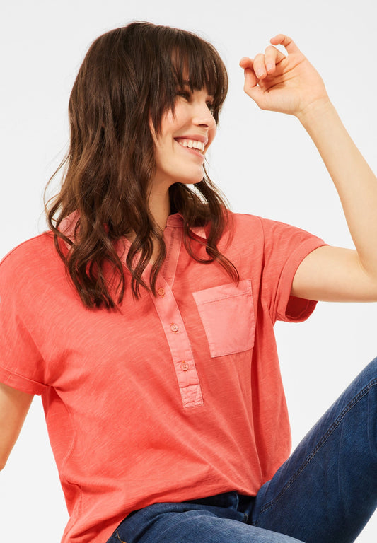 Poloshirt mit Knopfleiste fresh coral Bild 2