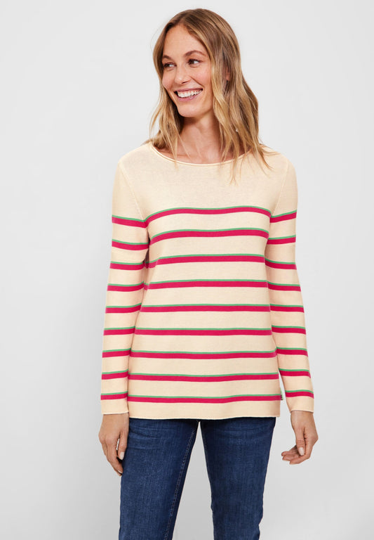 Pullover mit Streifenmuster raw sand beige Bild 2