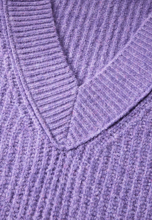 Pullover mit V-Ausschnitt gentle lilac melange Bild 2