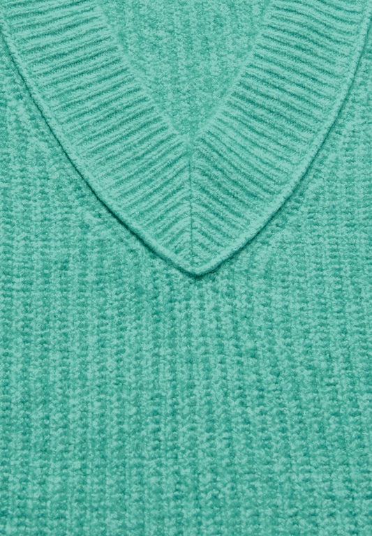 Pullover mit V-Ausschnitt aventurine green melange Bild 2