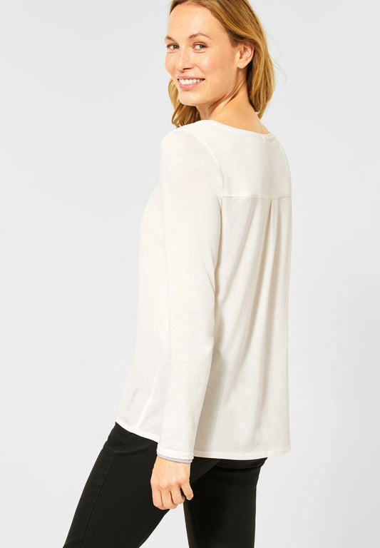 Shirt mit Materialmix light alabaster white Bild 2