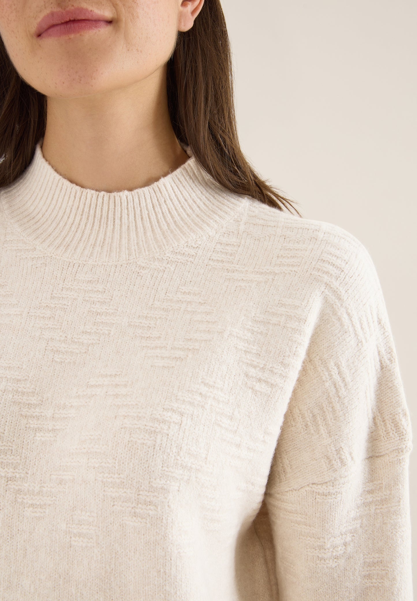 Softer Jacquard Pullover oat milk beige melange Bild 7