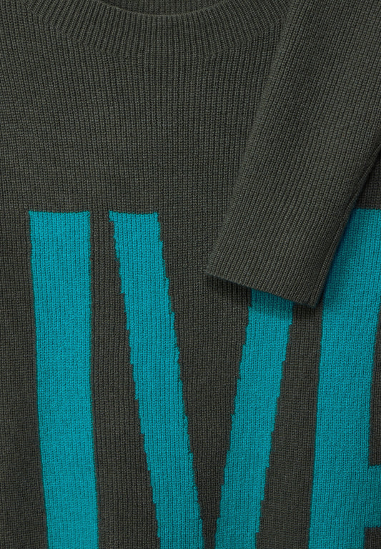 Strickpullover mit Wording dynamic khaki Bild 2