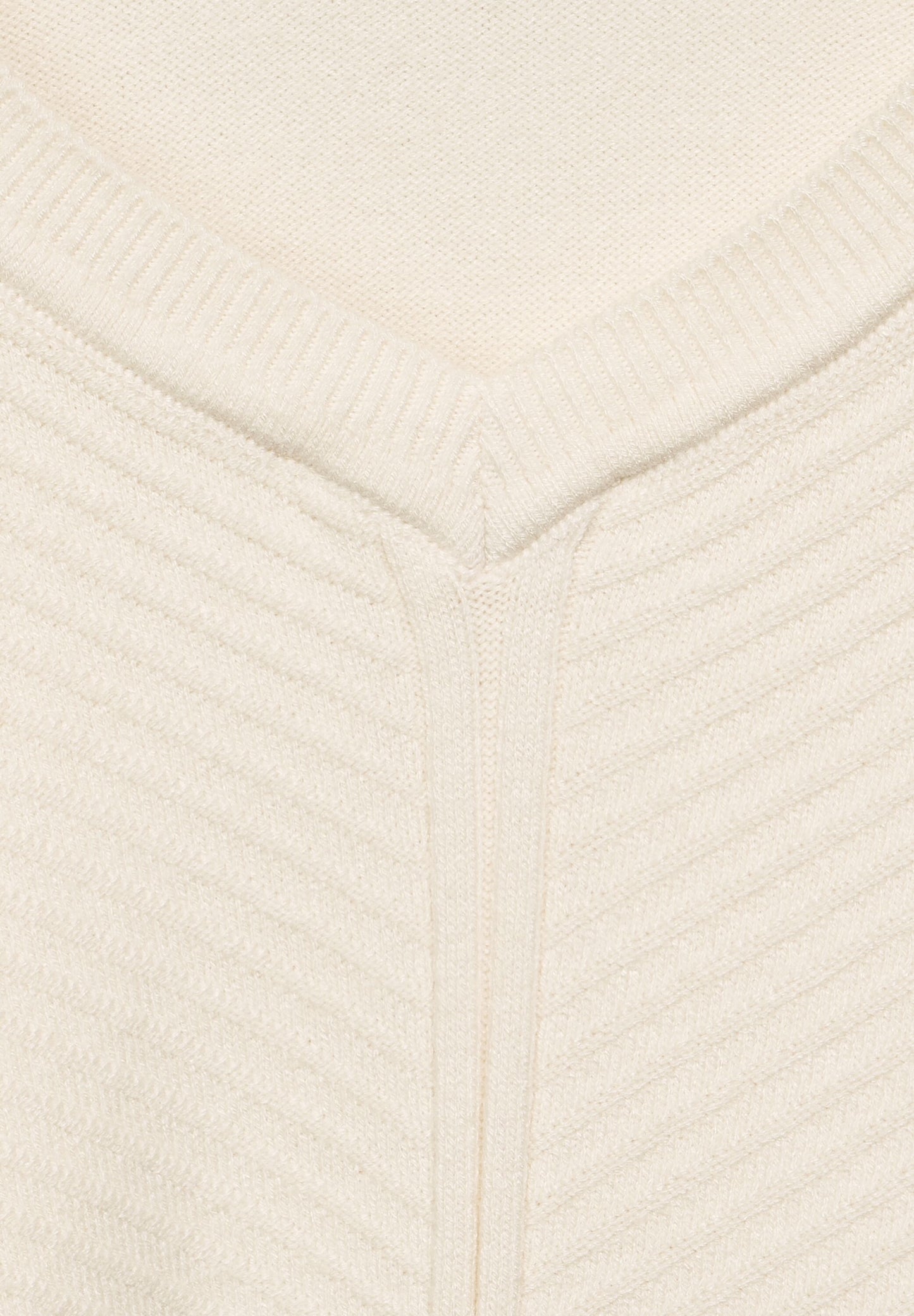 Structured V-Neck Pullover birch white melange Bild 5