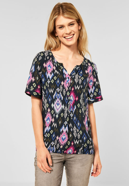 TOS AOP Split Neck Blouse carbon grey Bild 2