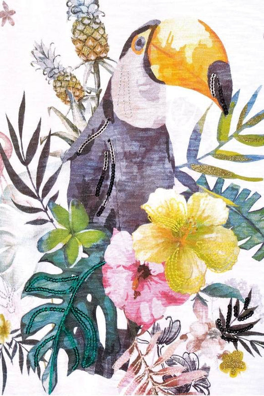 Shirt mit Tropical Print White Bild 2