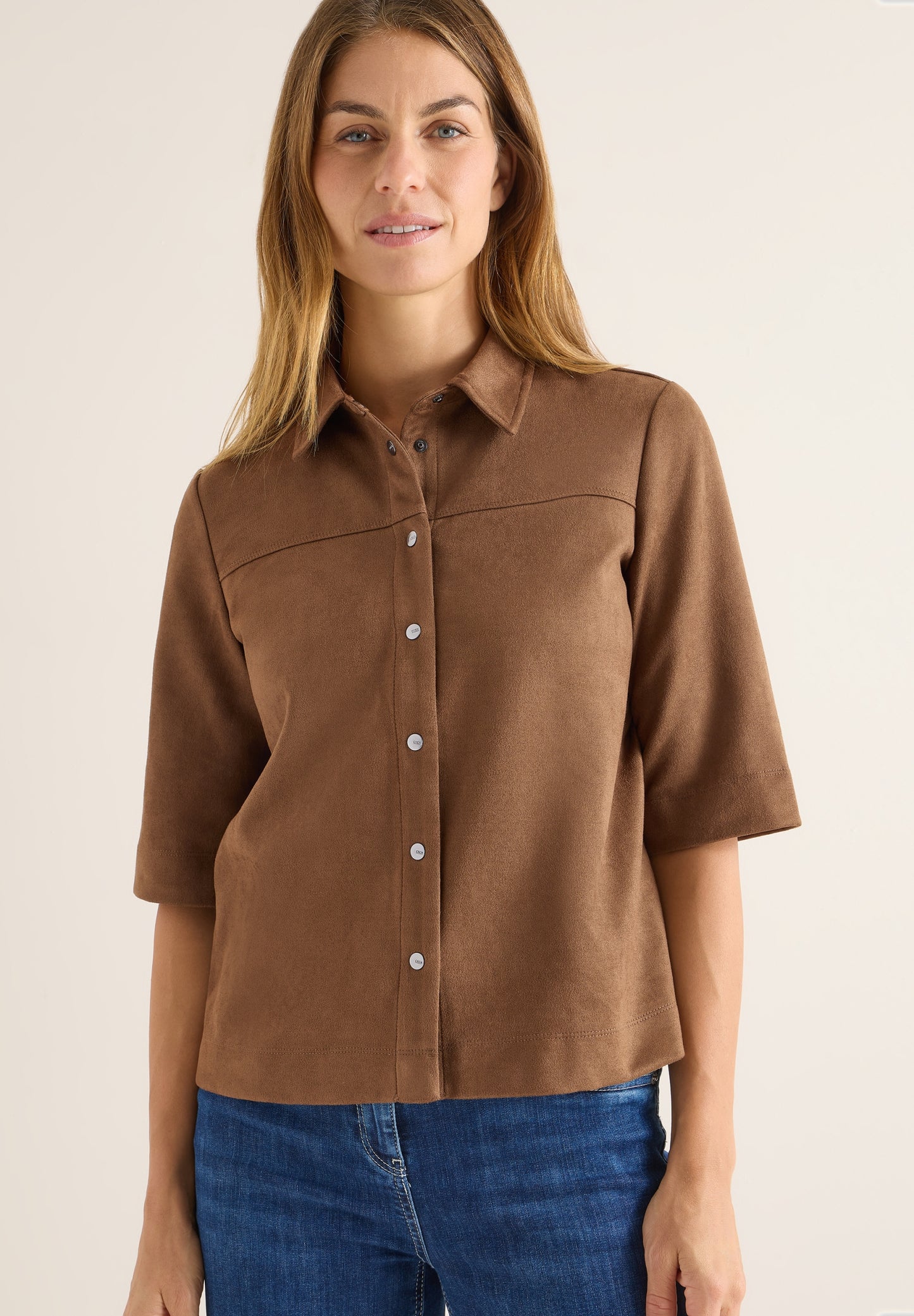 Velours Blouse mocha caramel Bild 5