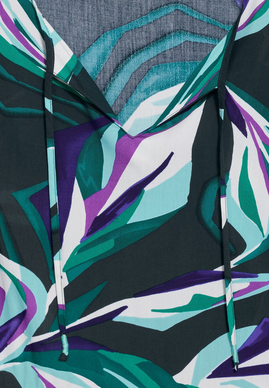 Viskose Kleid mit Print fir green Bild 2