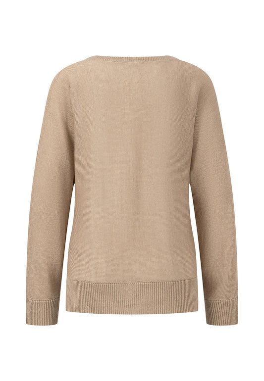 PULLOVER O-NECK PLAIN LINEN SAFARI BEIGE Bild 2