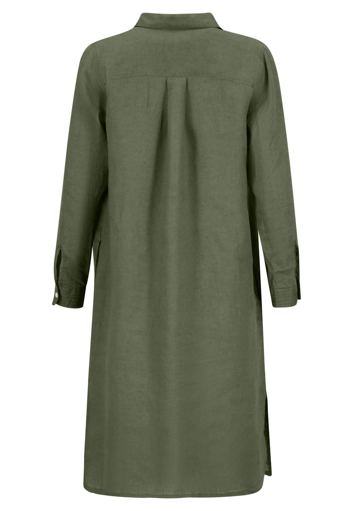 Dress linen longsleeve green olive Bild 2
