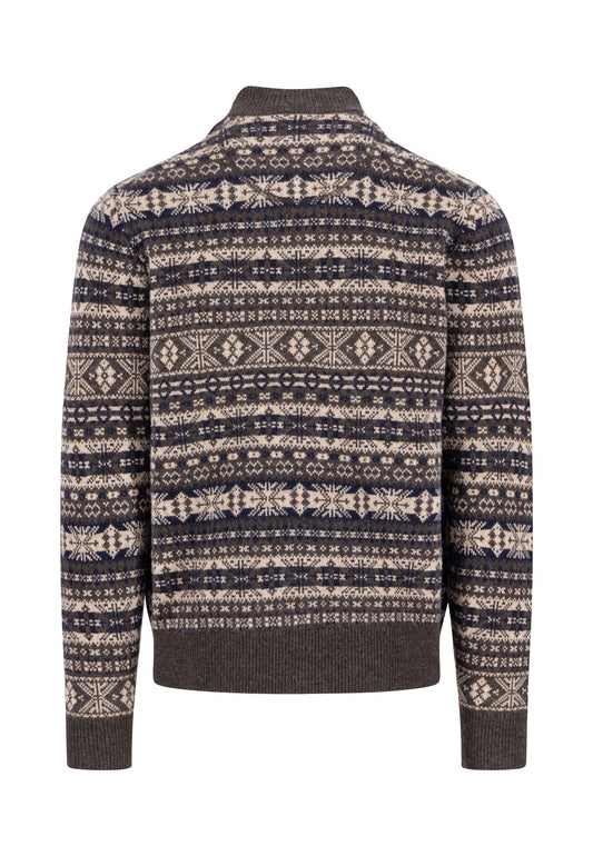 Zip Troyer, Jacquard, Lambswool*RWS dark chocolate Bild 2