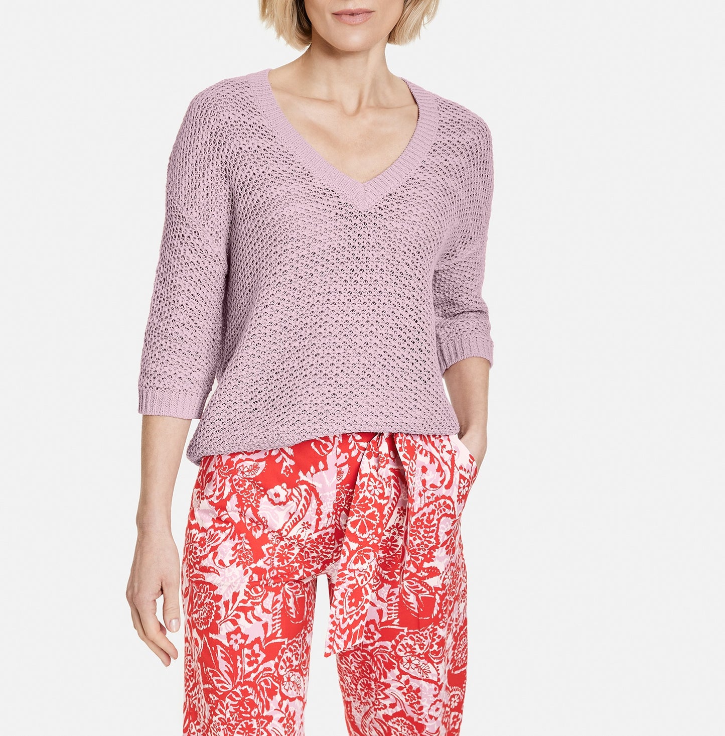 3/4 Arm Pullover mit V-Ausschnitt POWDER PINK Bild 5